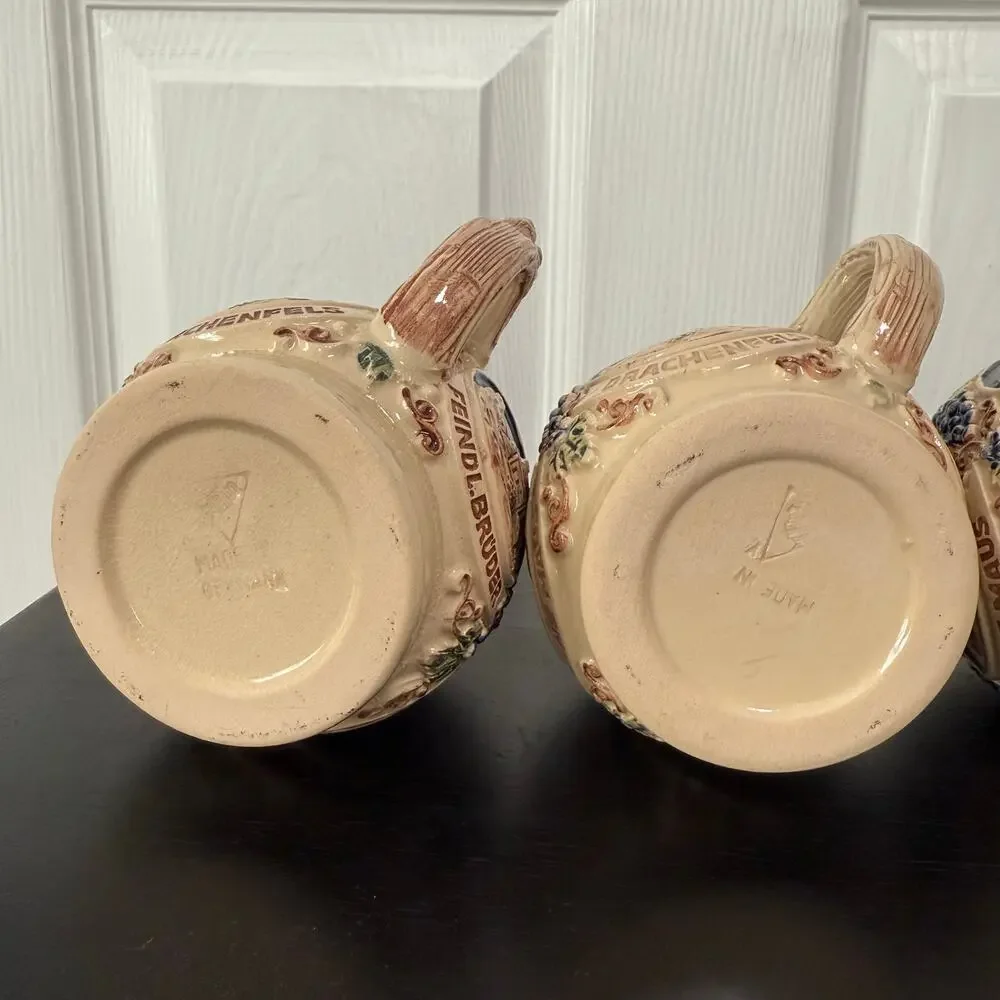 Gerz West Germany Castle Stein Small Mug Cups Set 0f 4